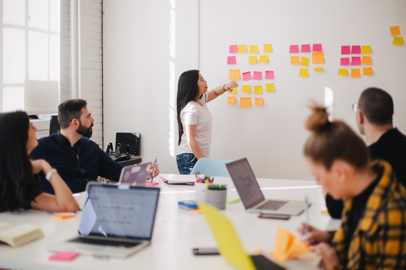 Professional training session with discussion and practical learning